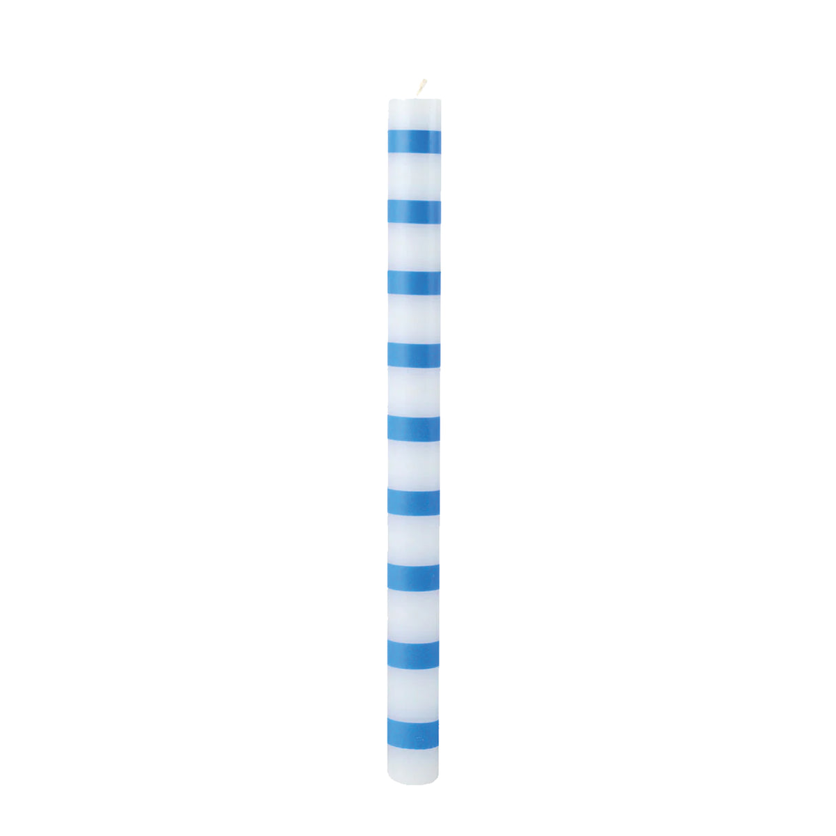 blauw met wit gestreepte kaars op witte achtergrond