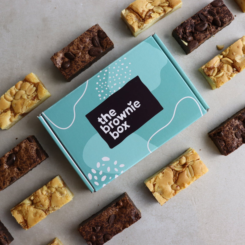brownie op tegel met brownie box 