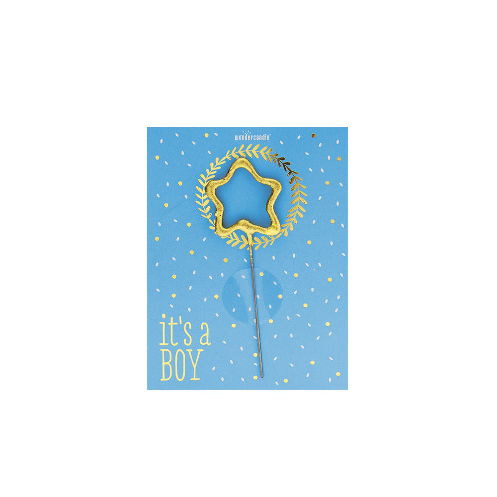 WOndercandle it's a boy op witte achtergrond