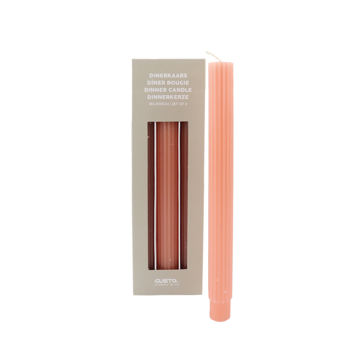 Roze ribbel kaarsen | 3 Stuks