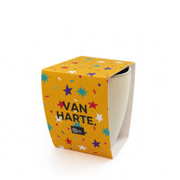 grijze mok met sleeve met 'van harte' erop