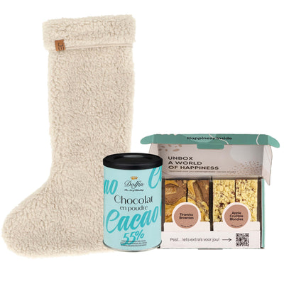 Extra lekker: Kerstsok gevuld met brownies en Warme Chocomel!